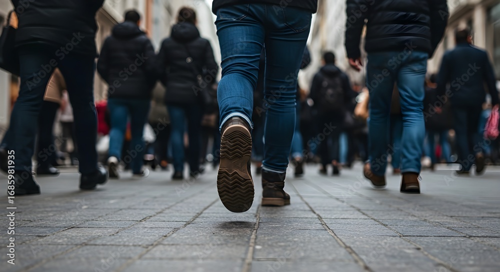 Naklejka premium Crowd of People Walking in the City