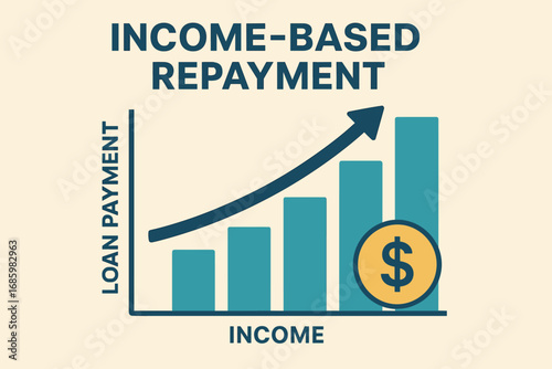 Income-Based Loan Chart. Vector illustration of income-based repayment visualized by scalable loan payment chart.