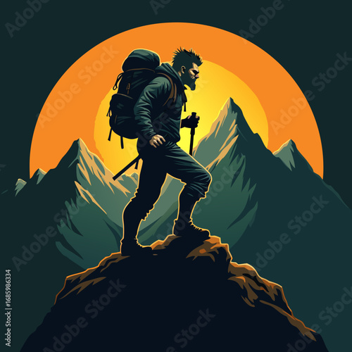 Mountain Climber Mascot Logo
