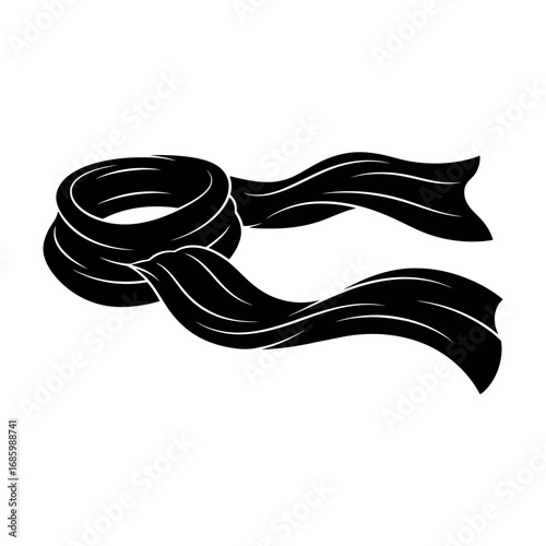 Black scarf silhouette isolated on white background