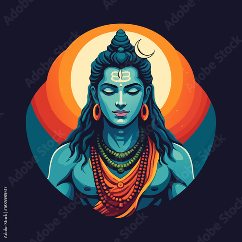 Serene Hindu God Shiva Artistic Portrait.