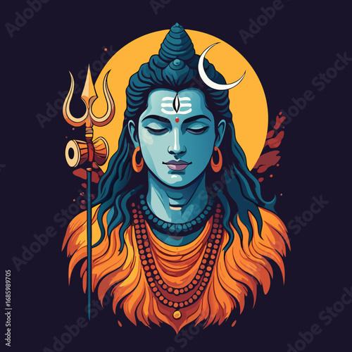Peaceful Lord Shiva Illustration.