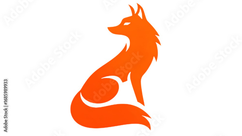 Stylized orange fox silhouette sitting gracefully.