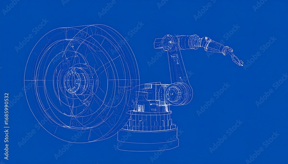 Fototapeta premium Robotic arm technical drawing
