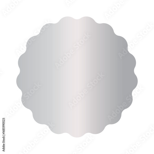 Seal stamp silver luxury glossy elegant icon vector illustration isolated on white background without text. Silver shiny luxury label for promo seal. Winner, Trophy, Top Quality concept. EPS 10
