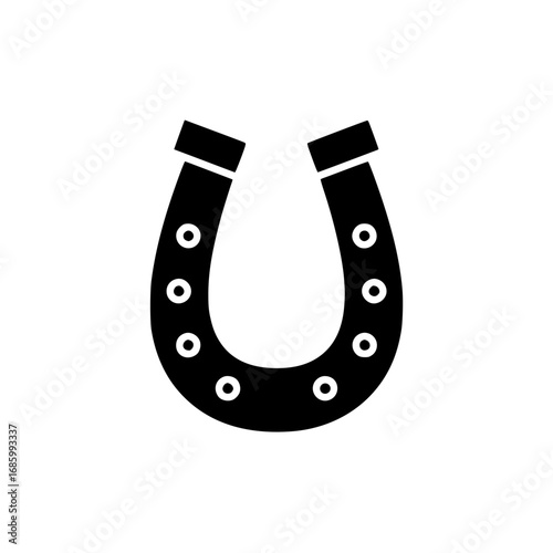 Black horseshoe icon silhouette for luck and protection in flat minimal vector