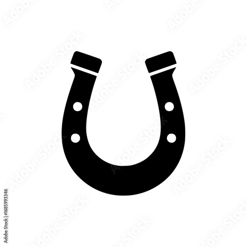 Black horseshoe icon silhouette minimal flat vector for good luck charm design