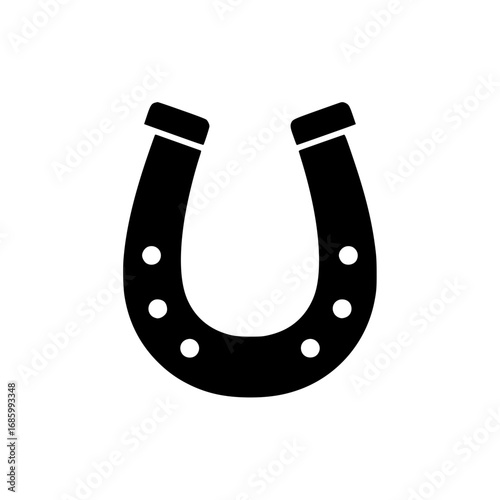 Black horseshoe icon silhouette flat design symbol of good luck and protection