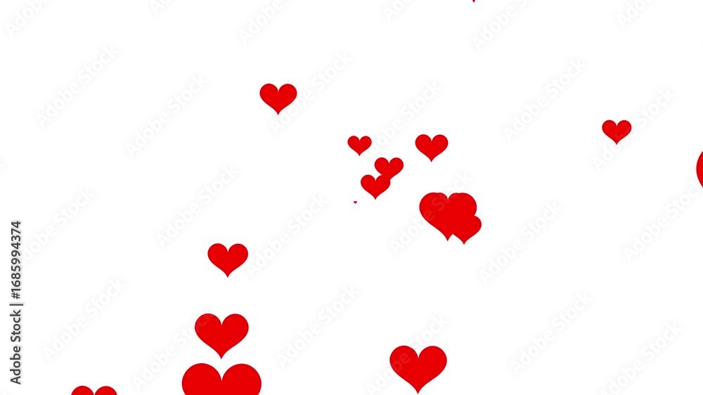 hearts particles animation. love icon. heart animation. Live streaming style animated icon alpha channel, transparent background. 4K video.