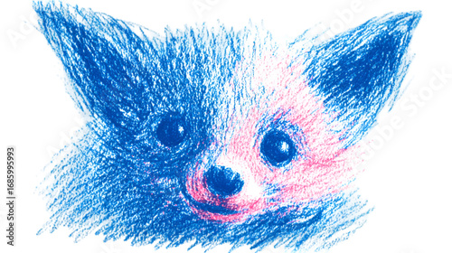 Artistic colored pencil drawing of a cute lemur face.