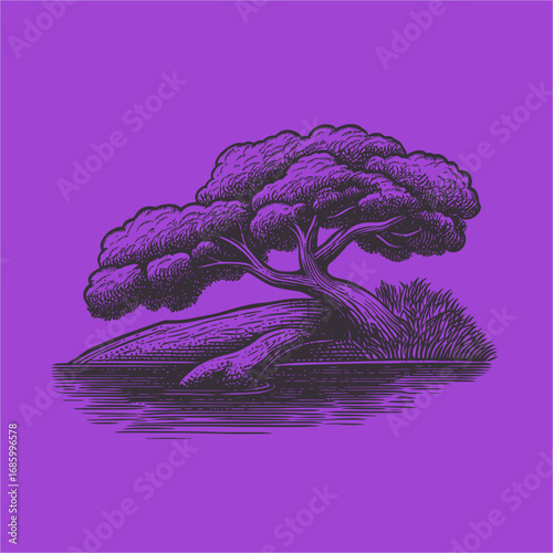 Unique Purple Tree Illustration on Vibrant Background for Creative Projects