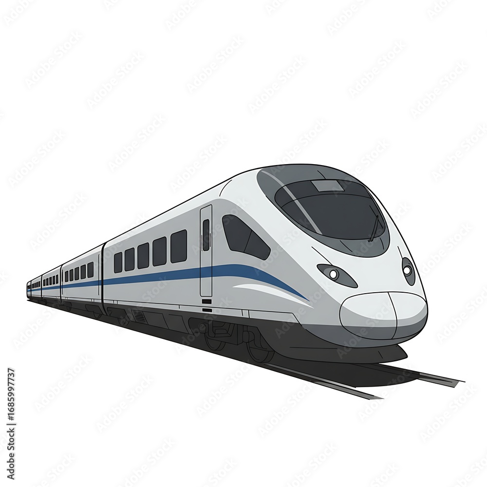 Fototapeta premium High-speed train illustration, sleek design, modern railway transport.