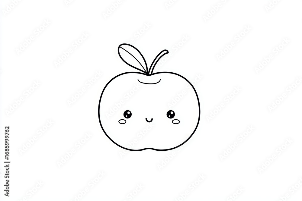 custom made wallpaper toronto digitalSmiling cartoon apple outline with cute face and simple leaves
