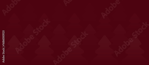 Festive gradient poster with voluminous geometric shapes in form of Christmas trees in dark red tones. Elegant monochrome design for wallpaper, flyers, covers and web banners.