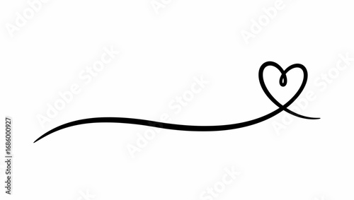 Calligraphic heart love line swirl vector illustration icon