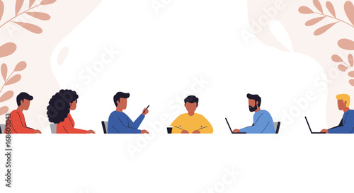 Professional individuals from different backgrounds gather for a productive meeting, sharing ideas and working collaboratively in a contemporary workspace.