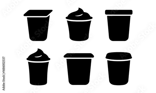 Set of silhouette yogurt containers in various lid styles