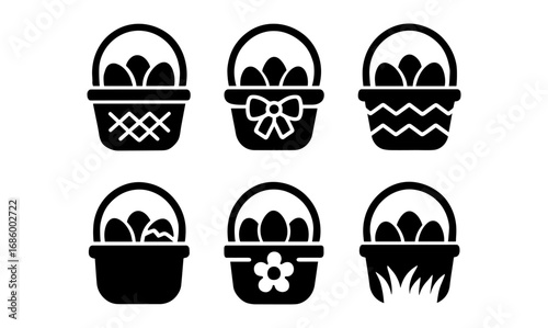 Silhouette easter baskets collection: set of decorative icons for holiday design