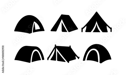 Collection of tent silhouettes for camping and outdoor adventure designs