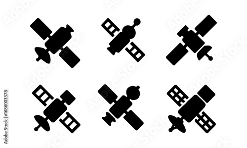 Silhouette satellite icons collection in minimal design