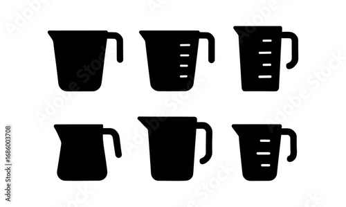 Collection of measuring cup silhouettes in minimalist style