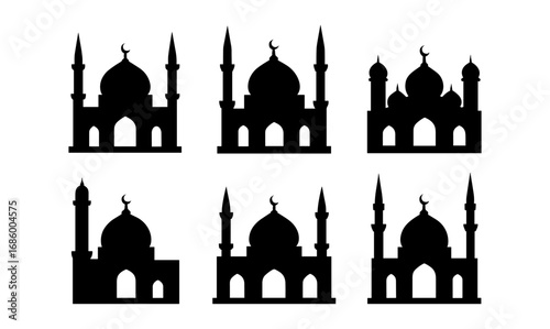 Islamic mosque silhouettes collection for ramadan and eid designs