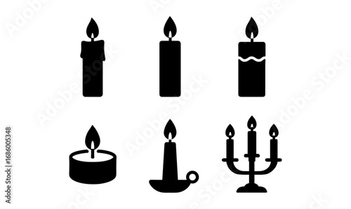 Silhouette collection of decorative candles in various designs