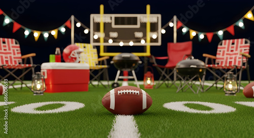 American Football Tailgate Party Setup.