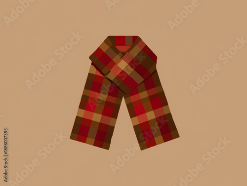 Tartan Scarf Illustration on White Background

