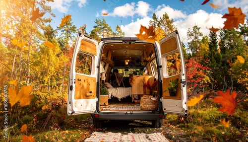 Van Conversion Autumn Forest Scene