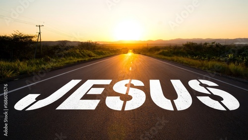 Road to Jesus - Inspirational Path at Sunset