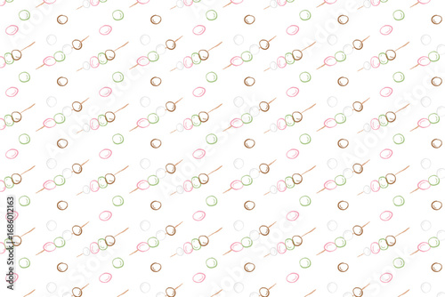 Colorful Dango Skewers Seamless Repeat pattern on white background