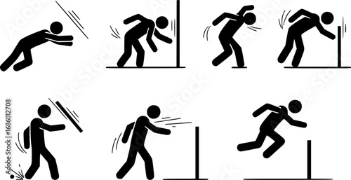 set of person dodging action outline icon vector
