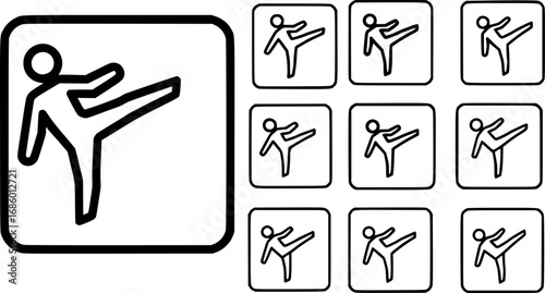 set of person kicking action outline icon vector
