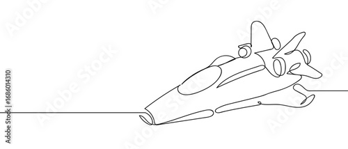 Space Shuttle Continuous Line Art Vector Illustration Editable Stroke