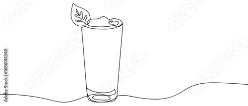 Fruit smoothie continuous line art vector illustration. Editable stroke.