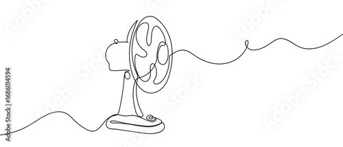 Table fan, continuous line art vector illustration, stroke editable.
