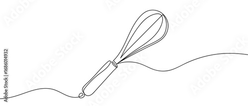 egg whisk continuous line art vector illustration, editable stroke