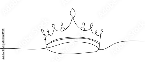 Cute crown continuous line art vector illustration. Editable stroke.