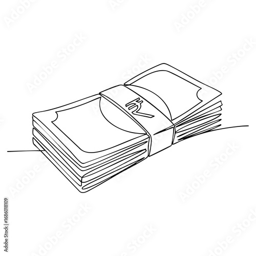Paper money rupee bundle tied with band