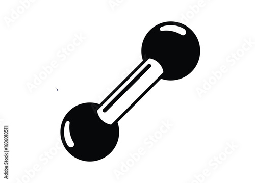 Fitness ball barbell. simple illustration in black and white.