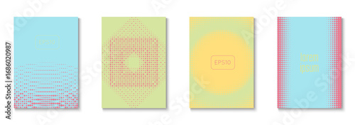 Wave Poster Set. Cool Memphis Art With Circles. Dynamic Elements In 2d Presentation. Party Flyer. Minimalist Dot Cover. Geometric Book Pattern. Trendy Wave Poster