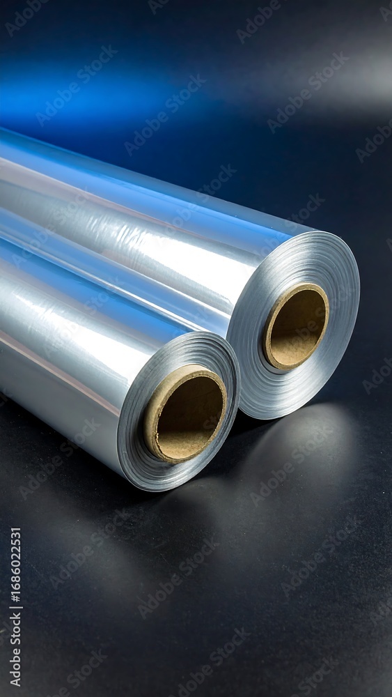 Fototapeta premium Two rolls of shiny, reflective material