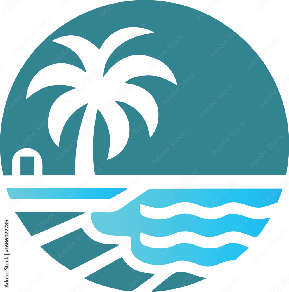 Obraz premium vector illustration of a tropical beach