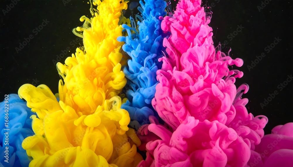 Obraz premium Vibrant ink explosions on black