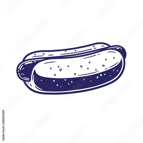 Illustrated vector graphic of a classic hot dog on a white background food concept