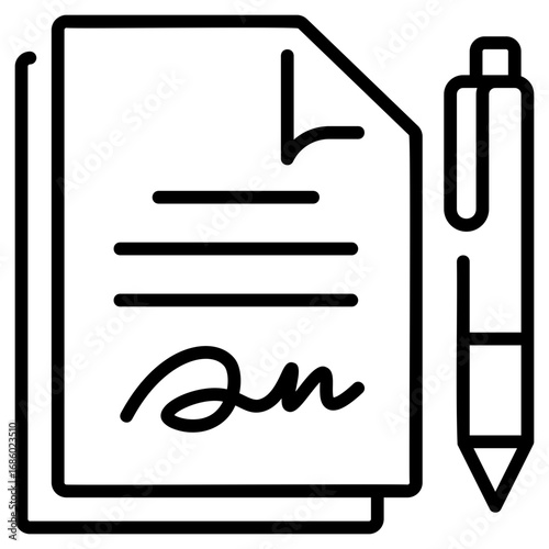 Sign Document Line Icon