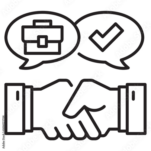 hired, handshake, job, employee, recruitment, offer, agreement, work, business, success, team, candidate, hire, handshake deal, employee, new hire, offer letter, position ,Line,Icon