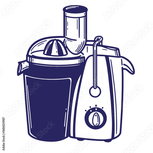 Vector illustration of an electric juicer appliance for healthy eating and fresh juice making