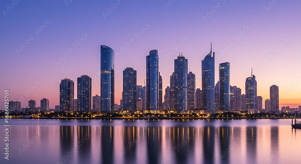 Obraz premium City Reflections on River